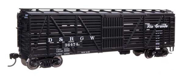 Walthers Mainline 910-41513 - 40' Wood Stock Car with Dreadnaught ends Denver & Rio Grande Western (D&RGW) 36474D - HO Scale