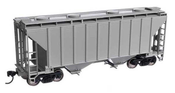 Walthers Mainline 910-8500 - 37' 2980 Cubic-Foot 2-Bay Covered Hopper Undecorated  - HO Scale