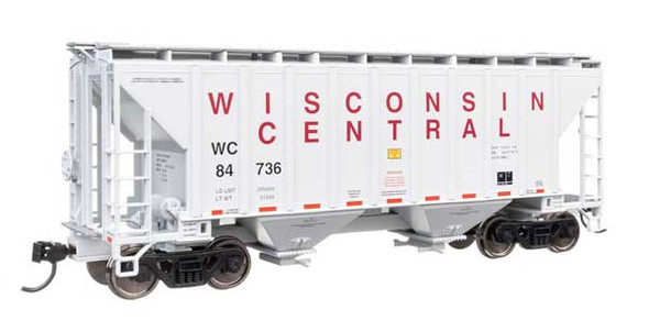 Walthers Mainline 910-8518 - 37' 2980 Cubic-Foot 2-Bay Covered Hopper Wisconsin Central (WC) 84736 - HO Scale