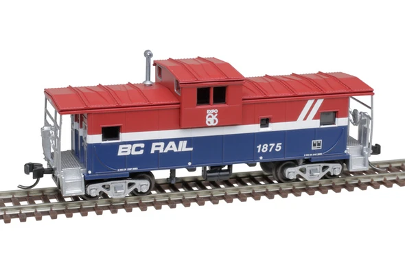 Atlas Master 50007301 - Extended Vision Caboose BC Rail (Red/White/Blue) 1878 - N Scale