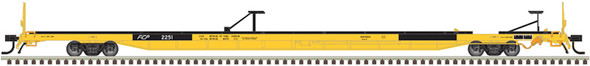 Atlas Master 50007251 - 89' 4" Flat Car (Mid-End Hitches) Ferrocarril del Pacifico (FCP) (Yellow) 2243 - N Scale