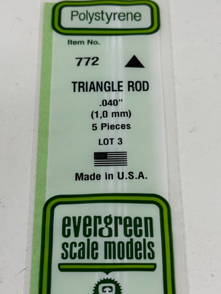 Evergreen 772 - .040 Triangle Rod 5 PACK  -