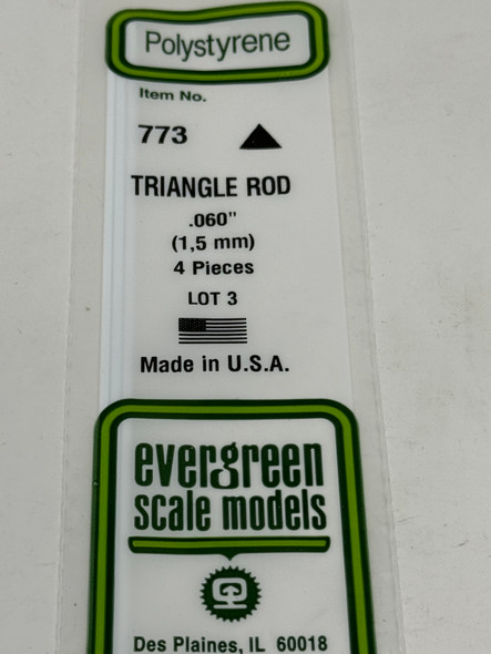 Evergreen 773 - .060 Triangle Rod 4 PACK  -