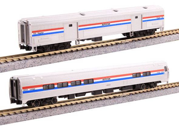 Kato 106-6294-1 - Amfleet II Cafe & Baggage 2 Car Set Phase III w/ Preinstalled Lights Amtrak (AMTK)  - N Scale