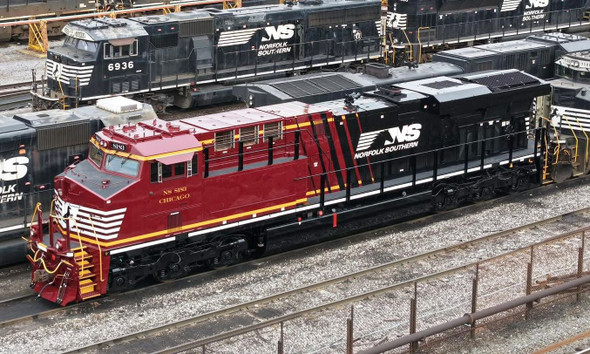 PRE-ORDER: Broadway Limited 10810 - Diecast GE ES44AC  (DC Silent) Norfolk Southern (NS) 8183 "Chicago" - HO Scale