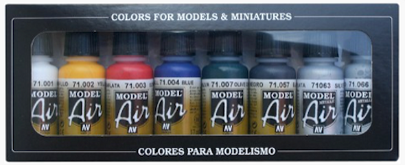 Vallejo 71-174 - Basic Colors - 8 Bottle Set