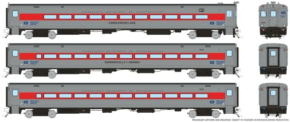 PRE-ORDER: Rapido 1084006 - Comet Car Connecticut Department of Transportation (CDOT) 1990s Scheme: Set #1 (Cab: 6213 Coaches: 6252, 6265) - HO Scale