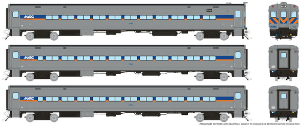 PRE-ORDER: Rapido 1084011 - Comet Car Maryland Transit Administration (MARC) Modern: Set #2 (Cab: 7753 Coaches: 7703, 7714) - HO Scale