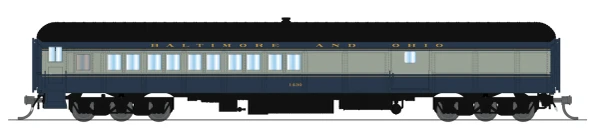 PRE-ORDER: Broadway Limited 10793 - Coach-Baggage Combine Baltimore & Ohio (B&O) 1497, Blue/Gray/Imitation Gold - N Scale