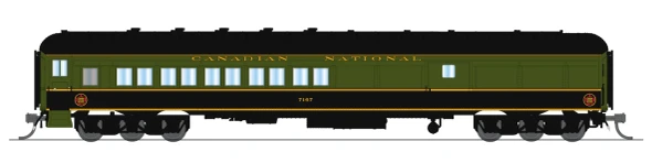 PRE-ORDER: Broadway Limited 10798 - Coach-Baggage Combine Canadian National (CN) 7185, Green/Black/Yellow - N Scale