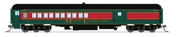 PRE-ORDER: Broadway Limited 10801 - Coach-Baggage Combine Christmas Holiday Scheme - N Scale