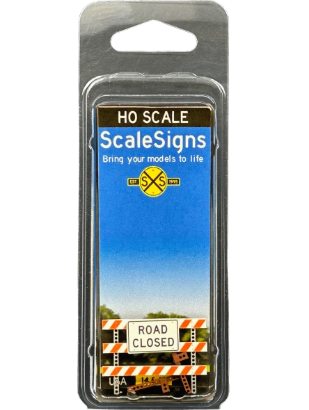 ScaleSigns HO-4000-036-02-C - Type 3 Barricade Road Closed  - HO Scale