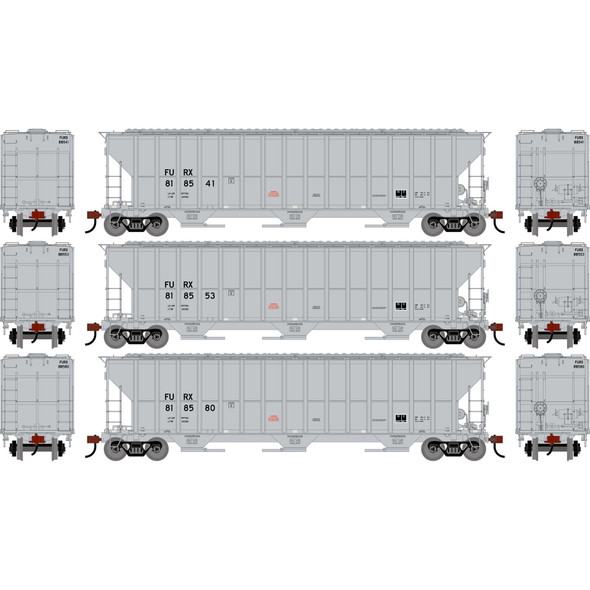 Athearn 2490 - FMC 4700 Covered Hopper 3 Pack First Union Rail (FURX) 818541/818553/818580  - HO Scale