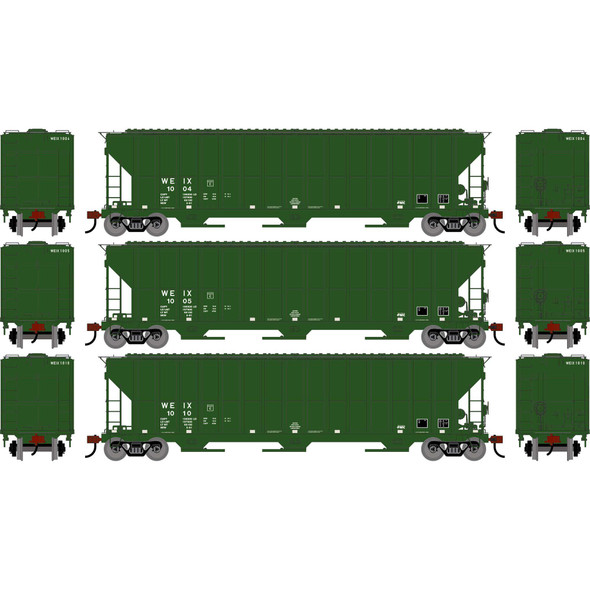 Athearn 2496 - FMC 4700 Covered Hopper, 3 Pack Wilbur-Ellis Company (WEIX) 1004/1005/1010 - HO Scale