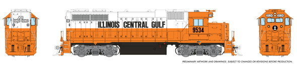 Rapido 38063 - EMD GP38 (DC Silent) Illinois Central Gulf (ICG) 9540 - HO Scale