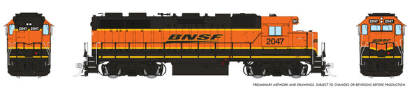 Rapido 38541 - EMD GP38 Ext Cab (DCC and Sound) BNSF 2047 H4 - HO Scale