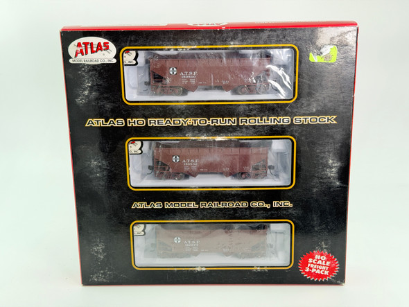 Pre-Owned: Atlas Offset Side Hopper w/flat end 3 pack - NIB Santa Fe 180800, 180832, 180877 - HO Scale