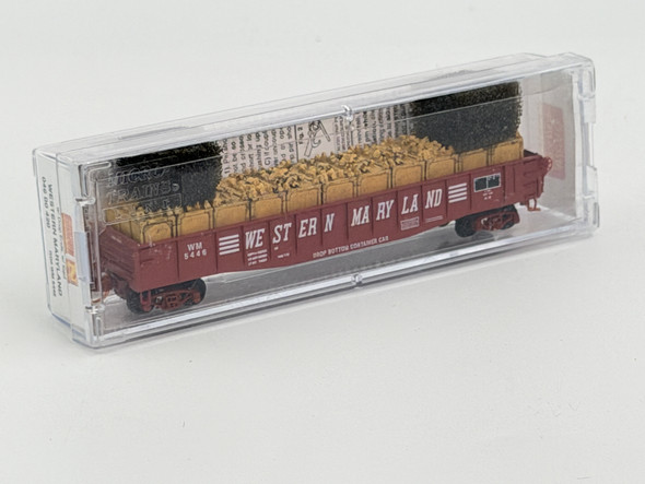 Pre-Owned: Micro-Trains 50’ Gondola Fishbelly Side, W/drop Ends, w/load Western Maryland 5446 - N Scale