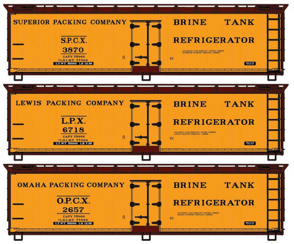Accurail 8194 - 40' Wood Reefer 3-Pac S.P.C.X 3870, L.P.X  6718, O.P.C.X 2657 - HO Scale Kit