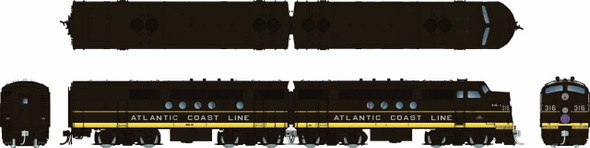 PRE-ORDER: Rapido 1004006 - EMD FT A+B (DC Silent) Atlantic Coast Line (ACL) Black & Yellow: #321A + 321B - HO Scale
