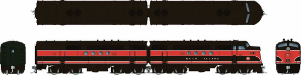PRE-ORDER: Rapido 1004513 - EMD FT A+B (DCC and Sound) Rock Island (CRIP) Red & Black: #99A + 99B - HO Scale