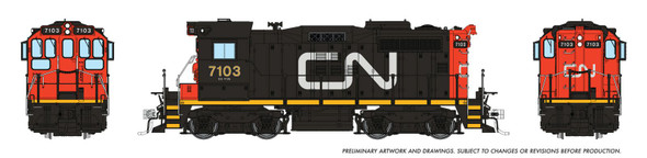 PRE-ORDER: Rapido 1108503 - CN SW1200RSm 'SWEEP' (DCC and Sound) Canadian National (CN) Large Noodle: #7103 - HO Scale