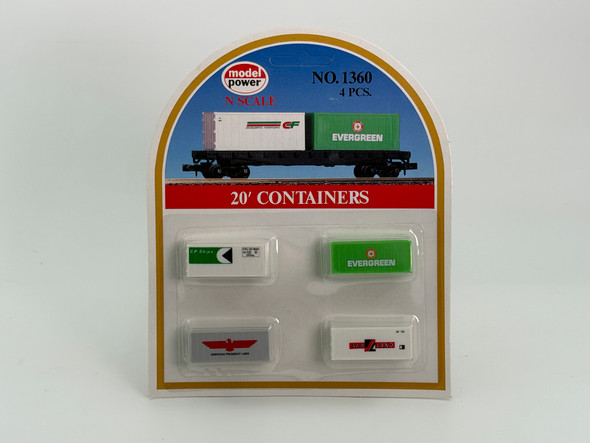 Pre-Owned: Model Power 4- 20’ containers Sealand, Evergreen, CP ships, APL  - N Scale