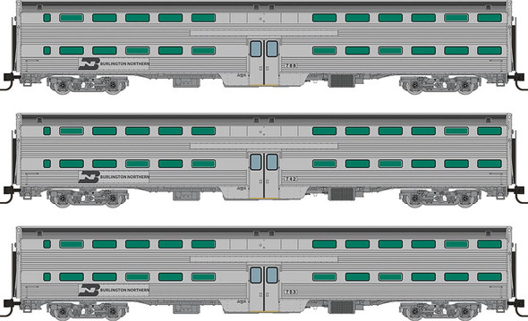 Rapido 545002 - Gallery Commuter Car Set Burlington Northern (BN) Coaches: 742 753 766 - N Scale