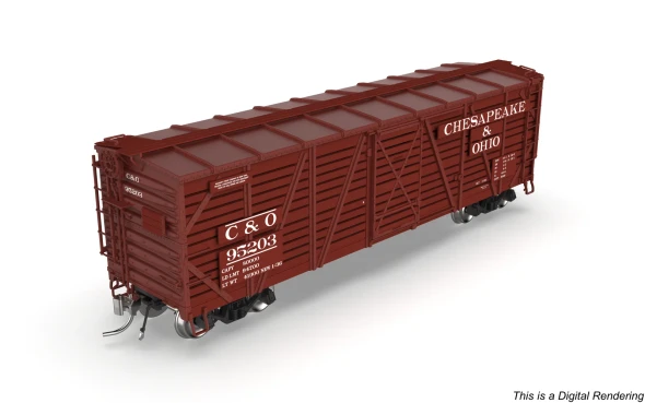 PRE-ORDER: Broadway Limited 10692 - 40' Wood Stock Car (Cattle Sounds) Chesapeake & Ohio (C&O) 95203 - HO Scale