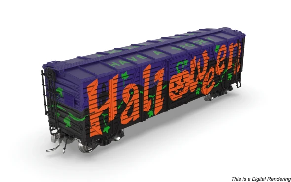 PRE-ORDER: Broadway Limited 10710 - 40' Wood Stock Car (Spooky Sounds) Halloween Season Theme  - HO Scale