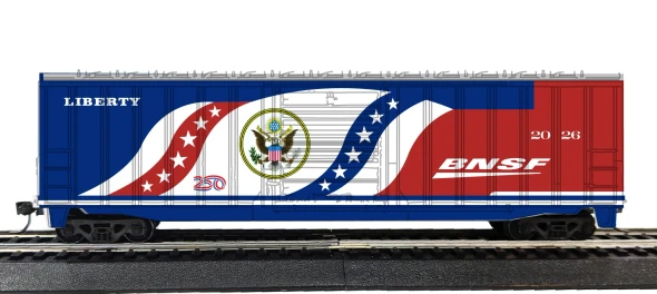 Value Trains USA HO10223 - 50'6" ACF Boxcar BNSF 250th Locomotive Scheme 2026 - HO Scale