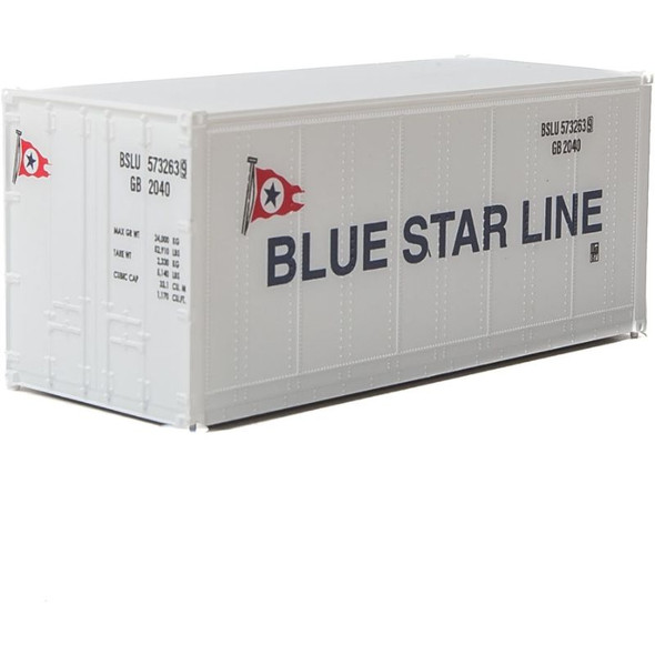 Walthers 949-8661 - 20' Smooth-Side Container - Ready to Run Blue Star Line  - HO Scale