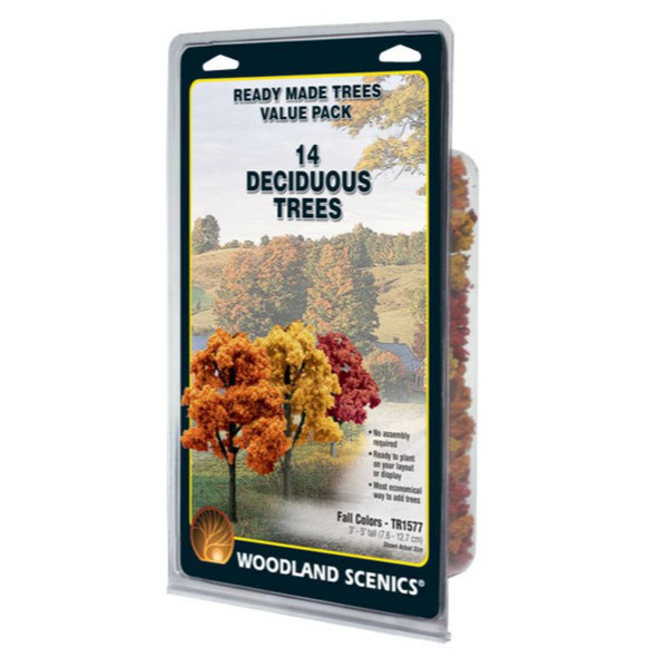 Woodland Scenics 1577 - Ready Made Trees Value Pack - 14 Deciduous Tress - Fall Colors   -