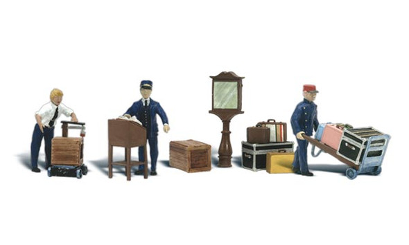 Woodland Scenics #2211 - Depot Workers & Accessories - N Scale