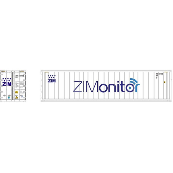 Atlas 50006004 - 40' Refrigerated Container [3-PACKS] ZIM (Monitor) Set #1 (White/Blue) ZIM (Monitor) (ZMOU) 8817369, 8817395, 8817414 - N Scale