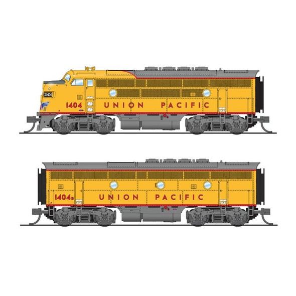 Broadway Limited 6836 - EMD F3 A/B, Yellow & Gray As-Delivered, A-unit Paragon4 Sound/DC/DCC, Unpowered B-unit w/ DCC & Sound Union Pacific (UP) 1404/1404B - N Scale