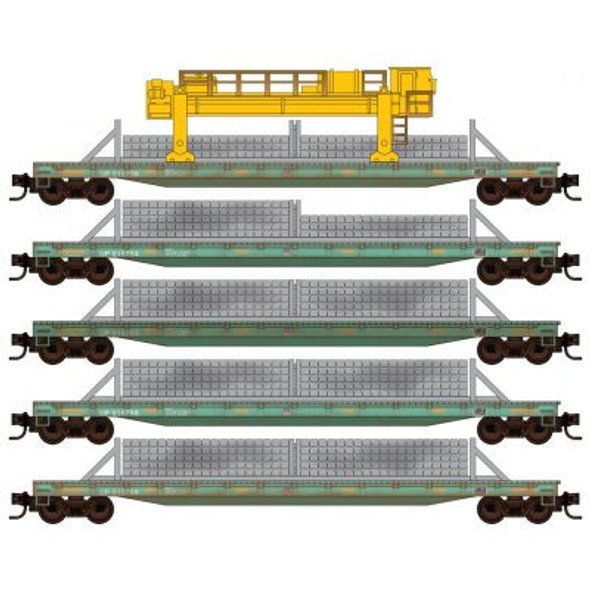 Micro-Trains Line 99402271 - Weathered Tie Loader 5-pack  Union Pacific (UP) 915706, 915754, 915763, 915768, 915769 - Z Scale