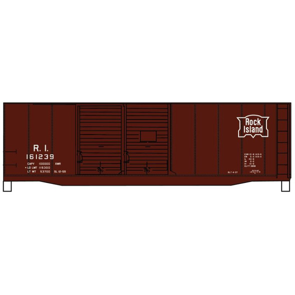 Accurail 3643 - 40' Double Door Steel Boxcar Rock Island (RI) 161239 - HO Scale Kit