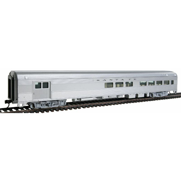Walthers Mainline 910-30052 - 85' Budd Baggage-Lounge - Ready to Run -- Santa Fe (silver) Atchison, Topeka and Santa Fe (ATSF) un-numbered - HO Scale