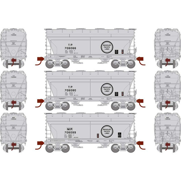 Athearn 24673 - ACF 2970 Covered Hopper Missouri Pacific (T.P.) 706066, 706080, 7060999 - N Scale