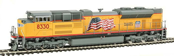 Walthers Mainline 910-19874 - EMD SD70ACe - ESU(R) Sound & DCC - (Armour Yellow, gray; Red Sill, U.S. Flag, High Headlight) w/ DCC & Sound Union Pacific (UP) 8330 - HO Scale