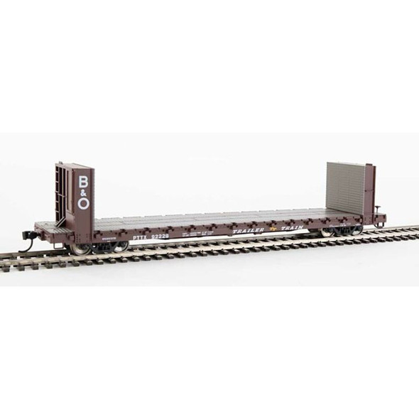 Walthers Mainline 910-5816 - 60' P-S Bulkhead Flatcar - Brown (48' IL) B&O Trailer Train (PTTX) 92232 - HO Scale