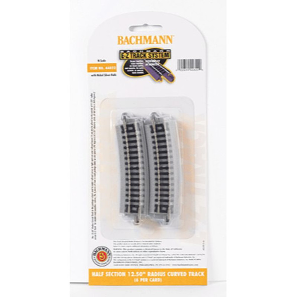 Bachmann 44822 - EZ Track 12.5" Radius 1/2 Curve 6pc - N Scale