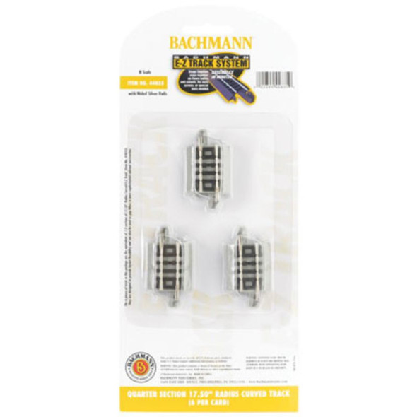 Bachmann 44835 - EZ Track 17-1/2" Radius 1/4 Curve 6pc - N Scale