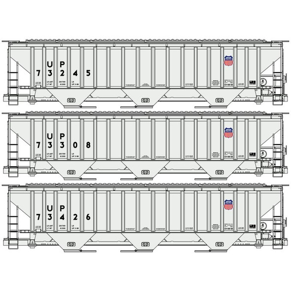 Accurail 8138 - Pullman Standard Covered Hopper - 3 Pack Union Pacific (UP) - HO Scale Kit