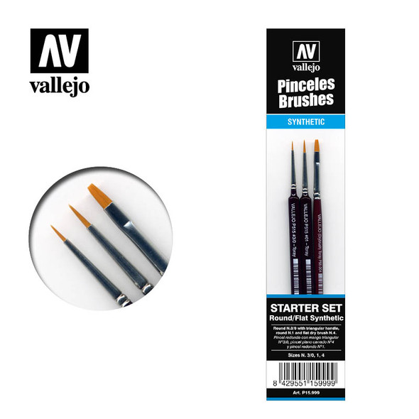 Vallejo 15999 - Toray Starter Set synthetic (3 Brushes)  - Multi Scale