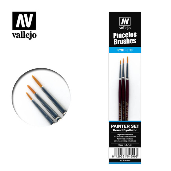 Vallejo 54999 - Toray Painter set (Round synthetic) 3 brushes  - Multi Scale