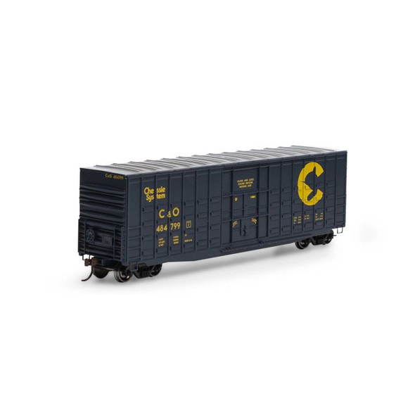 Athearn Roundhouse 88083 - 50' Waffle High Cube Plug Door Box Chessie (C&O) 484799 - HO Scale