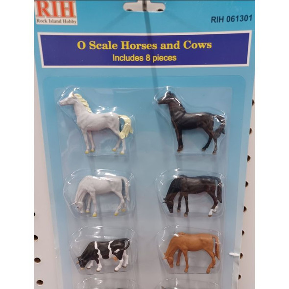 Rock Island Hobby 061301 - Horses and Cows - Painted (5 horses, 3 cows) - O Scale