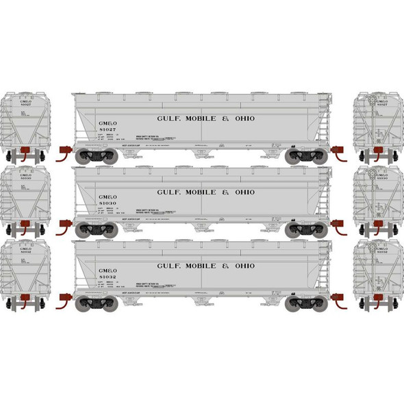 Athearn Genesis 15859 - ACF 4600 3-Bay Hopper Gulf Mobile and Ohio (GM&O) 81027, 81030, 81032 - HO Scale